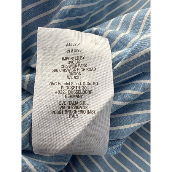 Candace Cameron Bure Regular Hi-Low Boyfriend Shirt Womens L Regatta Stripe NEW - Picture 8 of 8